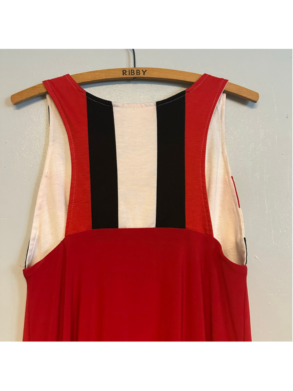 JUDITH MARCH Red Black White Chevron Sleeveless Dress Womens Size Large - Picture 7 of 8